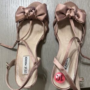 Steve Madden Women's Satin Bow Sandals - Rose Gold